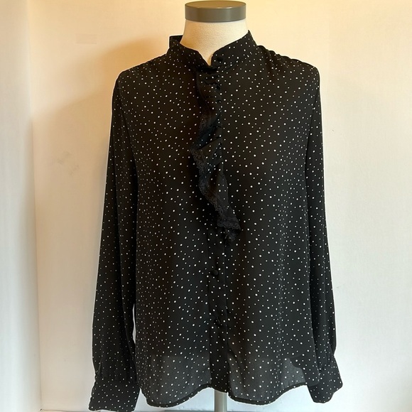 Who What Wear Tops - Who What Wear Black Silky Starlet Long Sleeve Blouse Women’sSize Medium